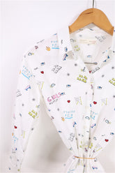 חולצה לבנה ZARA בפרינט קומיקס - XS-S